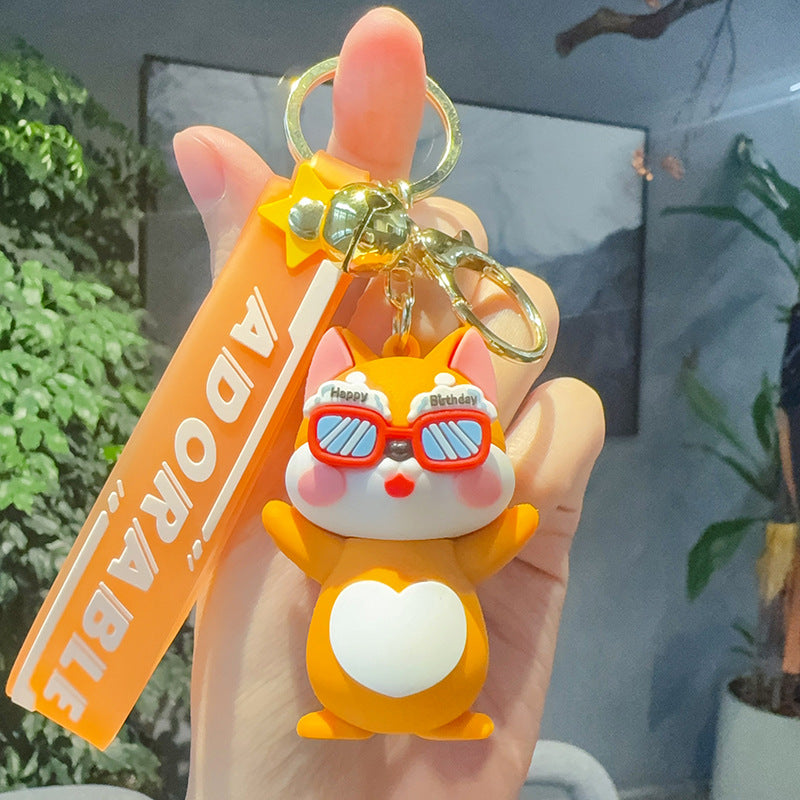 Wholesale cute little Shiba Inu cartoon doll PVC keychain